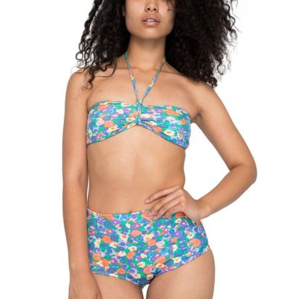 American Apparel Floral Swim Bandeau Top NWOT